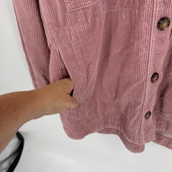 Madewell Pink Corduroy Button Front Shacket Utility Pockets Women’s Small - Picture 4 of 7